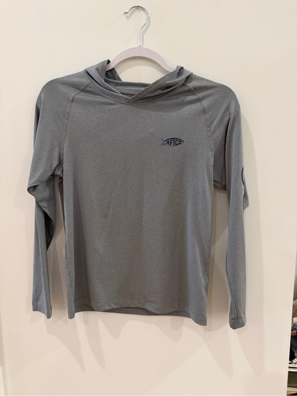 AFTCO Kids Long Sleeve Hooded Tee - Gray